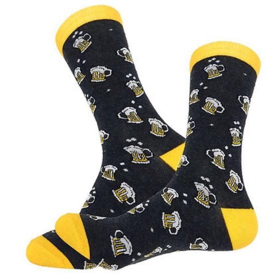 Носки "По бокалу пива", р-р 38-44 (черный  желтый)