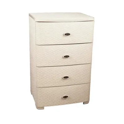 Комод широкий Плетенка 4-х секц. (слон.кость/бежевый)