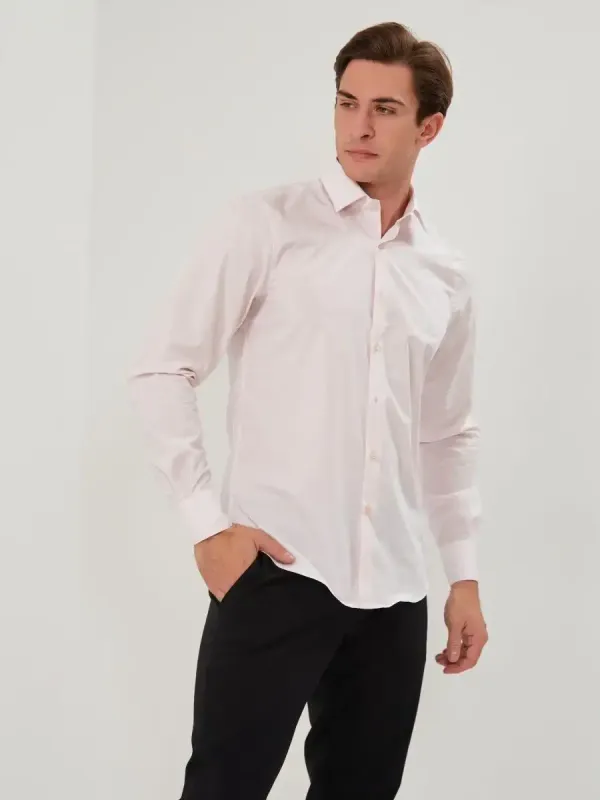 Рубашка приталенная SLIM FIT с длинным рукавом, бледно-розовая