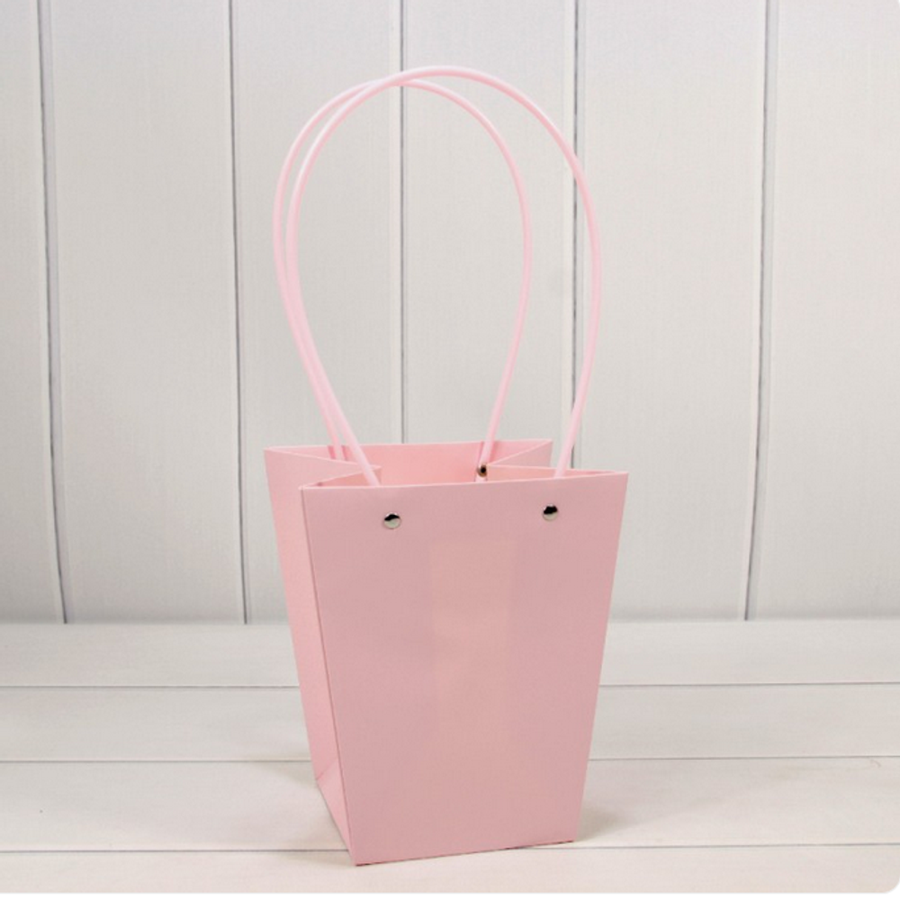 Пакет подарочный 20х17х12 Ваза для цветов (Розовый)