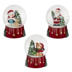 GAEM Фигурка декоративная "Дед Мороз/Снеговик/Медвежонок" в стекл шаре, L9 W8 H10 см, 3в.