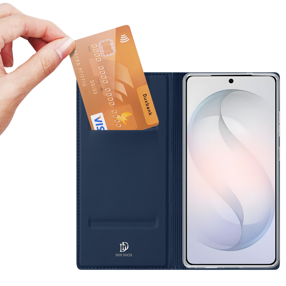 Чехол книжка синего цвета для смартфона Samsung Galaxy S26 Ultra, серия Skin Pro Series от Dux Ducis