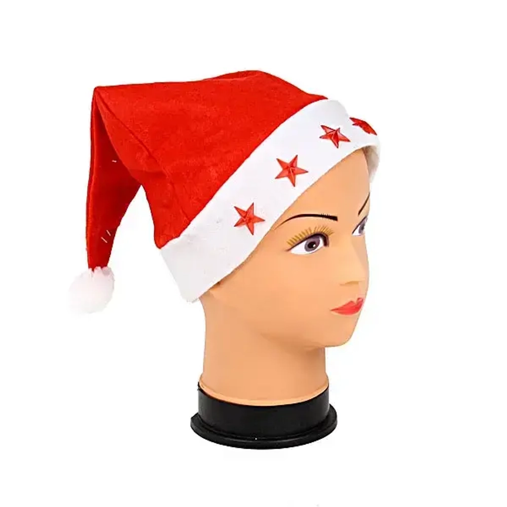 Колпак новогодний световой «Звезды» 28*39см, Красный