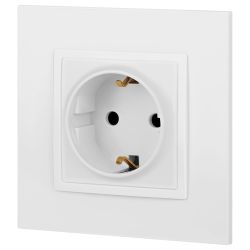 Розетка ЭРА Elegance 14-2102-01М 2P+E Schuko со шторками, 16А-250В, белый матовый