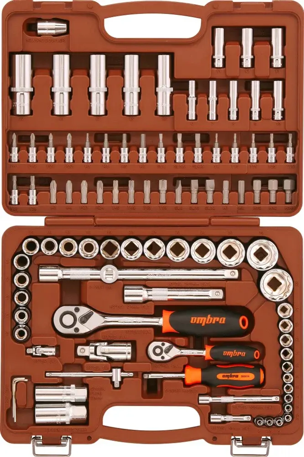 Ombra OMT94S12 Набор инструмента универсальный 1/4", 1/2"DR с головками торцевыми 12-гранными 1/2"DR, 94 предмета