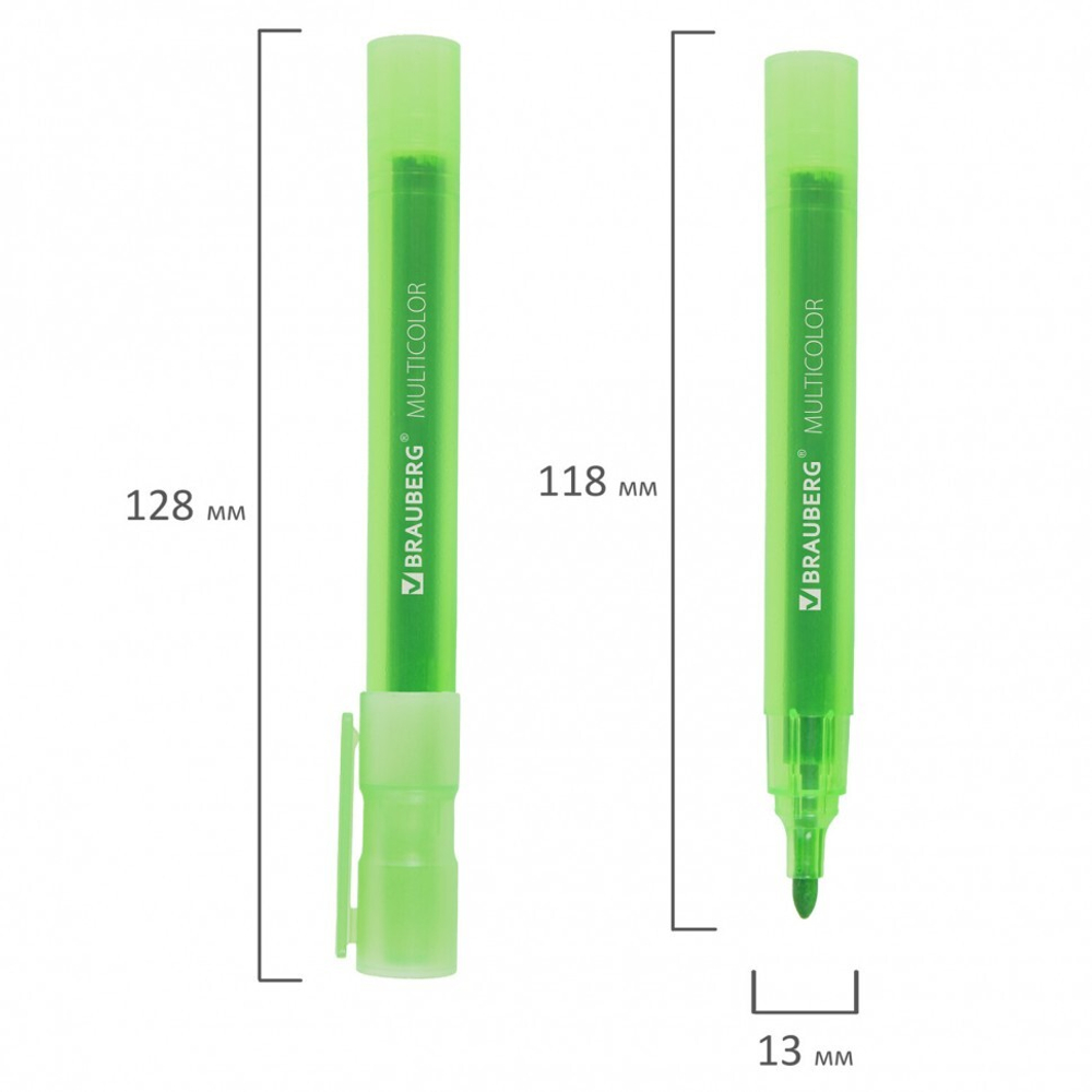 BRAUBERG "MULTICOLOR" Маркеры стираемые для белой доски НАБОР 12 ЦВЕТОВ, 3 мм