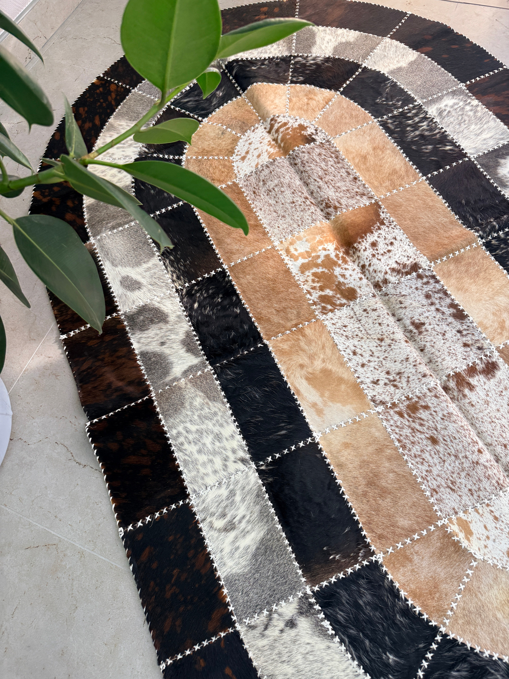 Ковер овальный натуральный Телячья шкура , 240х140