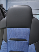 Чехлы Люкс КамАз 5490 K4 с 2014 года (экокожа+рогожка, черный, синяя вставка)