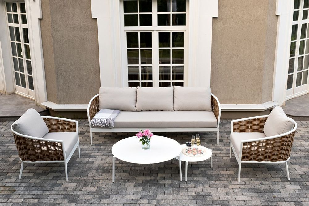 "Тоскана" лаунж-зона из искусственного ротанга, цвет соломенный