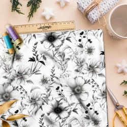 Ткань премиум мембрана приглушенная цветочная фантазия