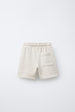 ZARA ШОРТЫ ИЗ МЯГКОЙ ТКАНИ С НАШИВКОЙ, ЭКРЮ