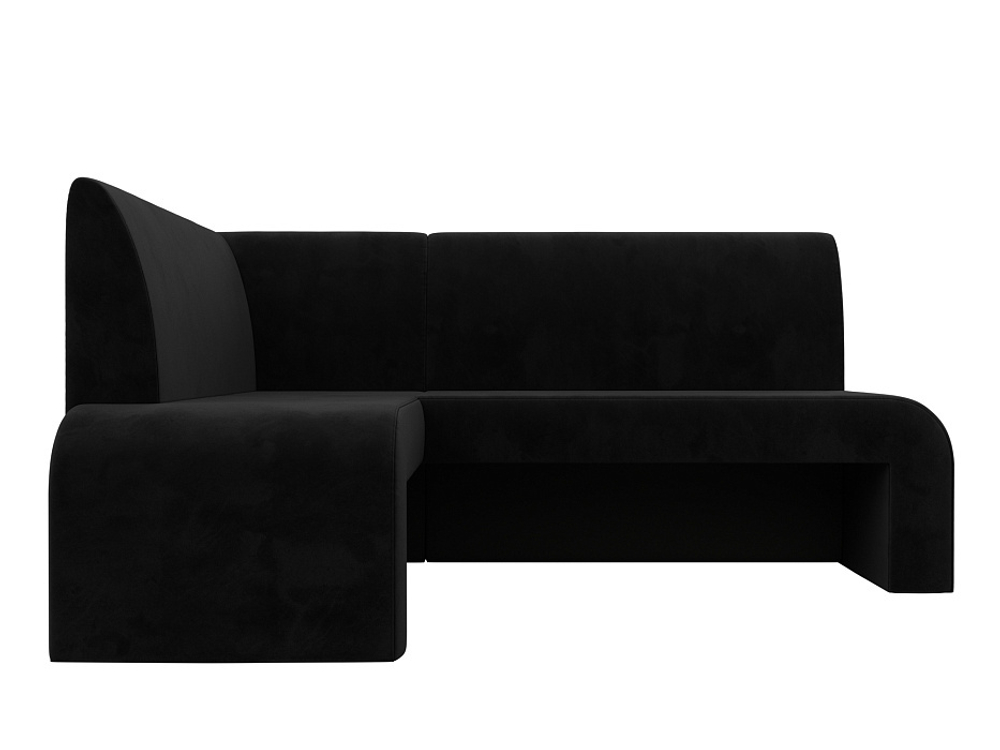 Диван кухонный угловой Кармен левый угол, Черный, Велюр, 126133L
