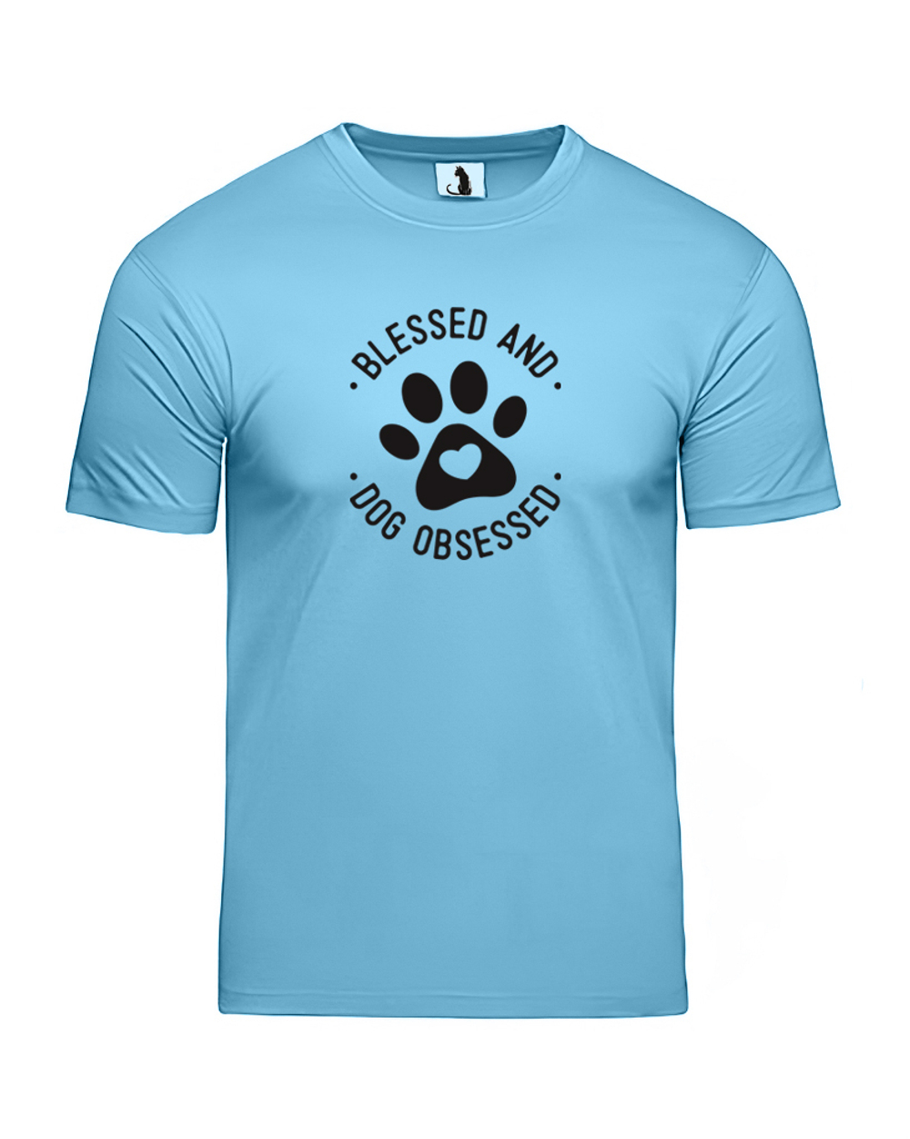 Футболка Blessed and dog obsessed unisex голубая с черным рисунком