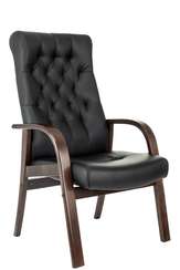 Кресло Бюрократ T-9928WALNUT-CF черный кожа на ножках дерево