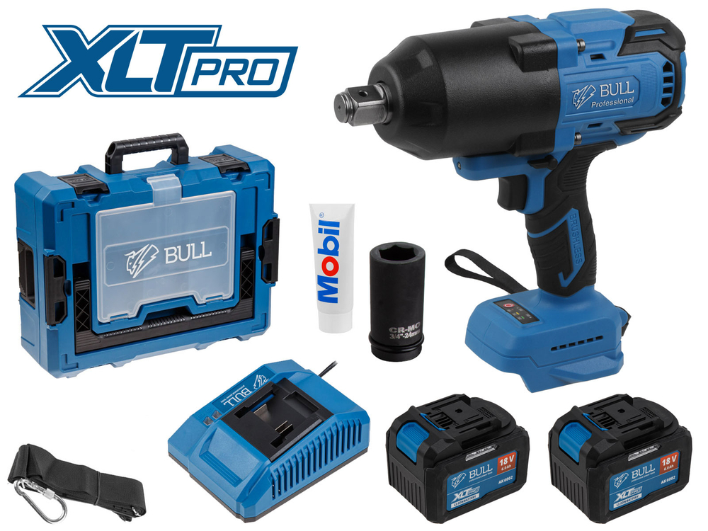 Аккум. ударный гайковерт BULL SC 1810 Xcase, XLTpro, БЕСЩЕТ., 18 В, 1500 Н*м, 3/4", 2х6 А*ч, з/у 6 А