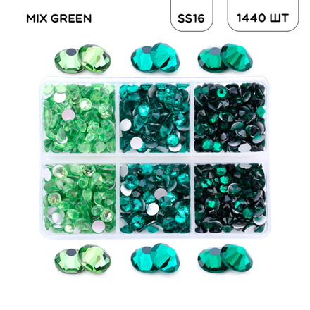 Набор страз MIX GREEN