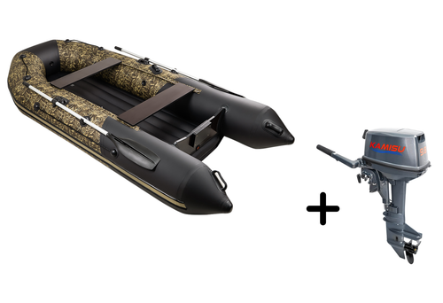 Таймень NX 3200 НДНД камыш-черный + KAMISU T 9.8 BMS (комплект лодка + мотор)