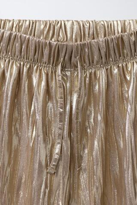 ZARA МЕТАЛЛИЗИРОВАННЫЕ БРЮКИ, ЭКРЮ