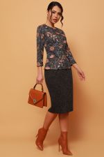 Костюм трикотажный темно-серый с юбкой DStrend (Акция)