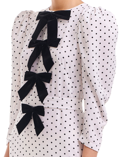 Платье Donna (Донна) белое в черный горошек