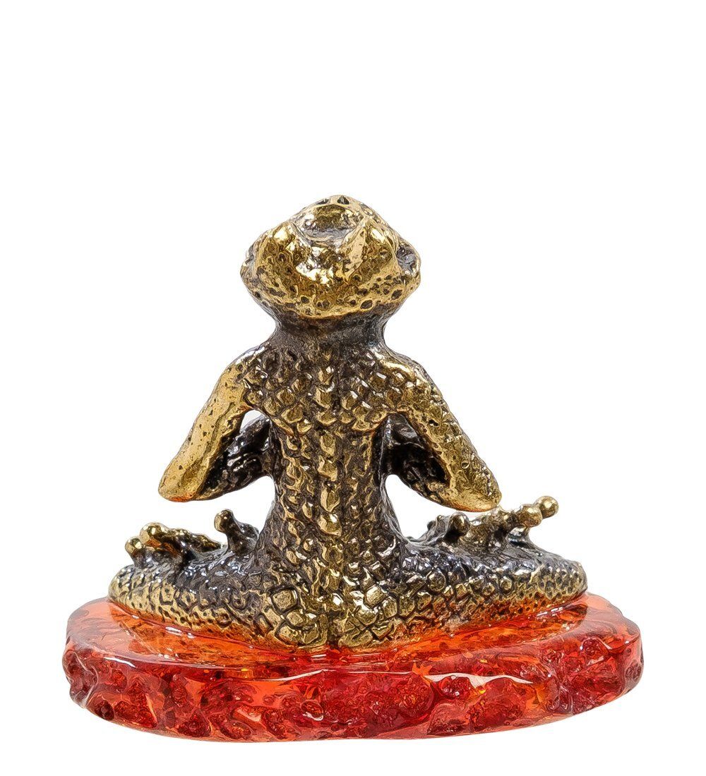 Народные промыслы AM-2144 Фигурка «Лягушка Йога Лотос» (латунь, янтарь)