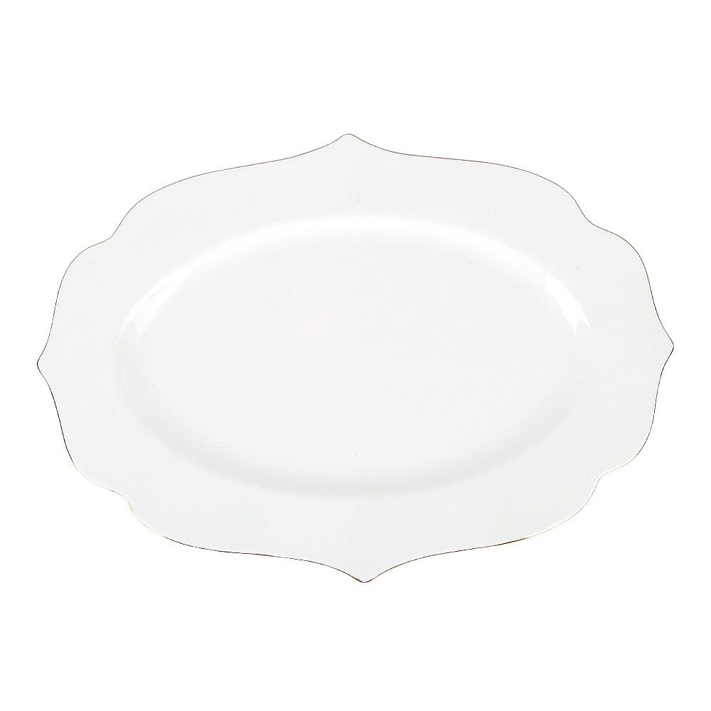 Блюдо " " 35х25,7х2,5см с золотой окантовкой (min6) (фарфор) (без упаковки)