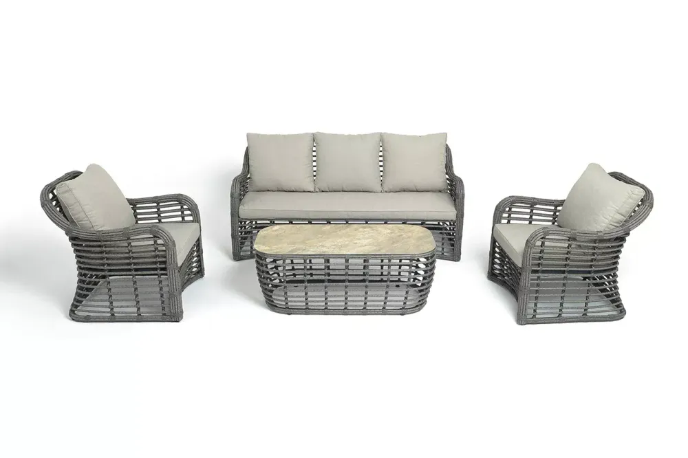 "Ницца" лаунж-зона из искусственного ротанга, цвет серый