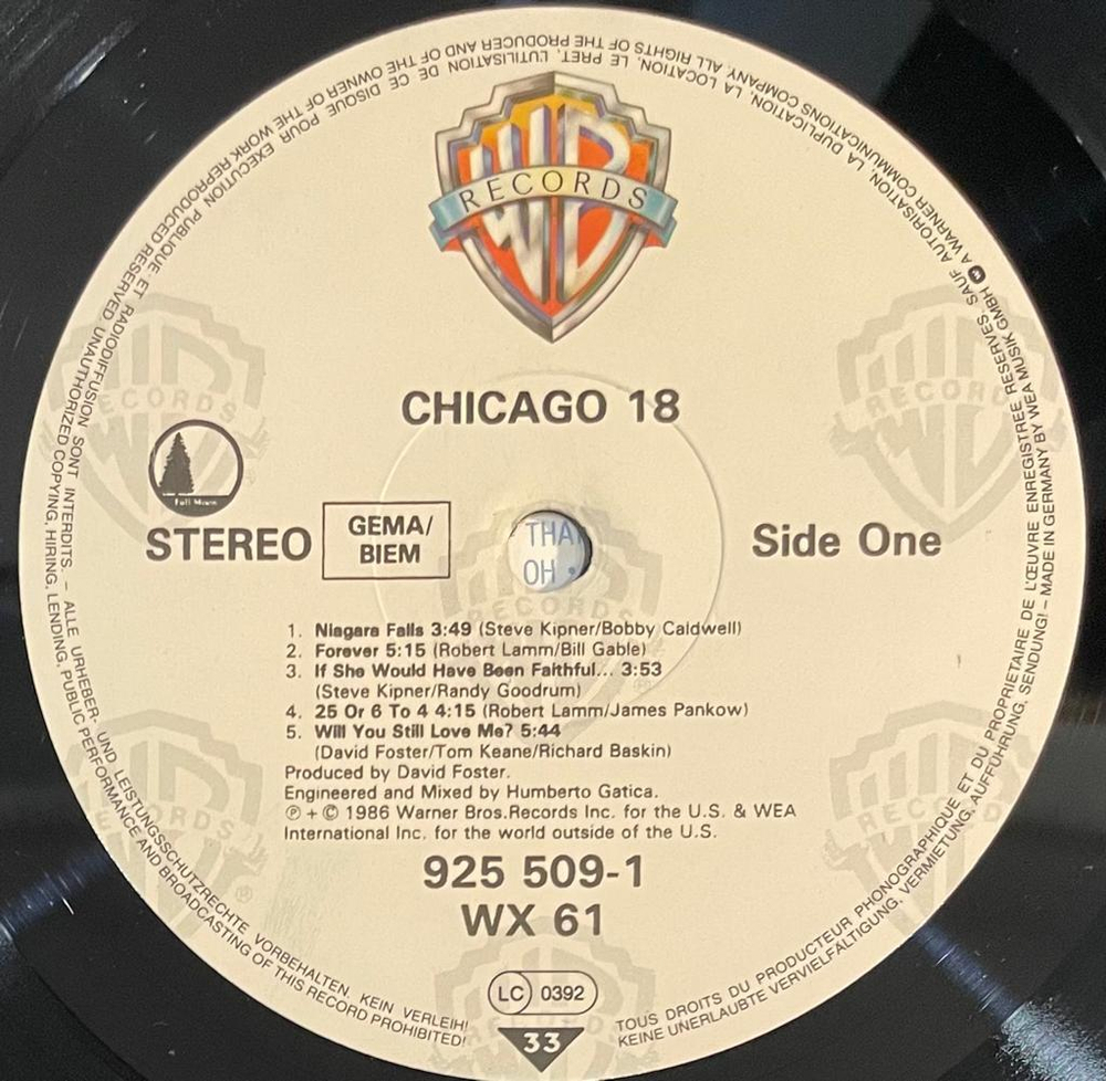 Chicago- Chicago 18 (Европа 1986г.)