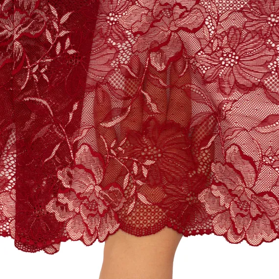 Кружево эластичное бордо/цветы 21 см