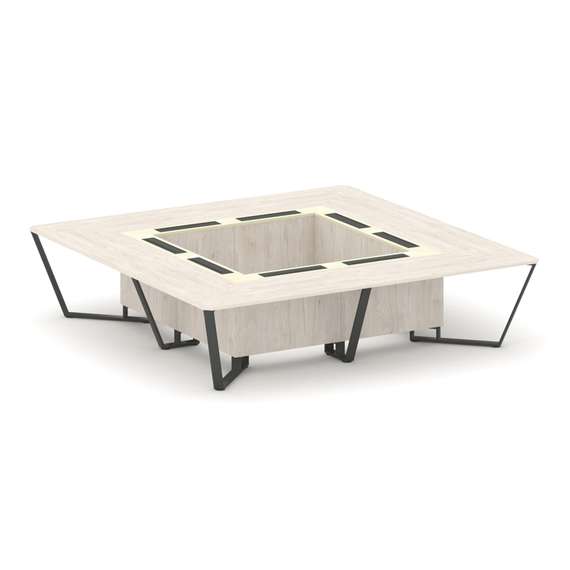 Steel Meet Стол переговорный квадратный KMK-PR.B.SP-16K Денвер Светлый/Ваниль Глянец/Металл Антрацит