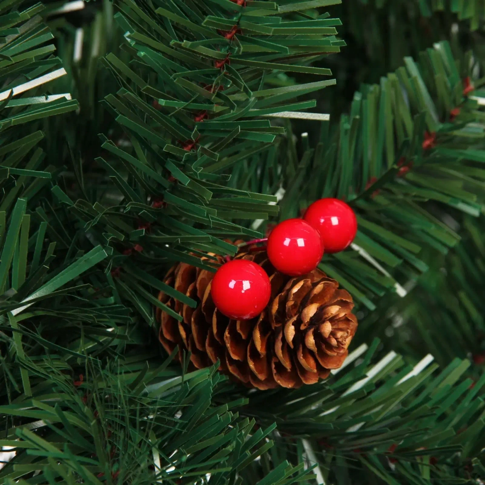 Ёлка «Лесное утро» 210 см, ПВХ с шишками и ягодами (1008 веток)