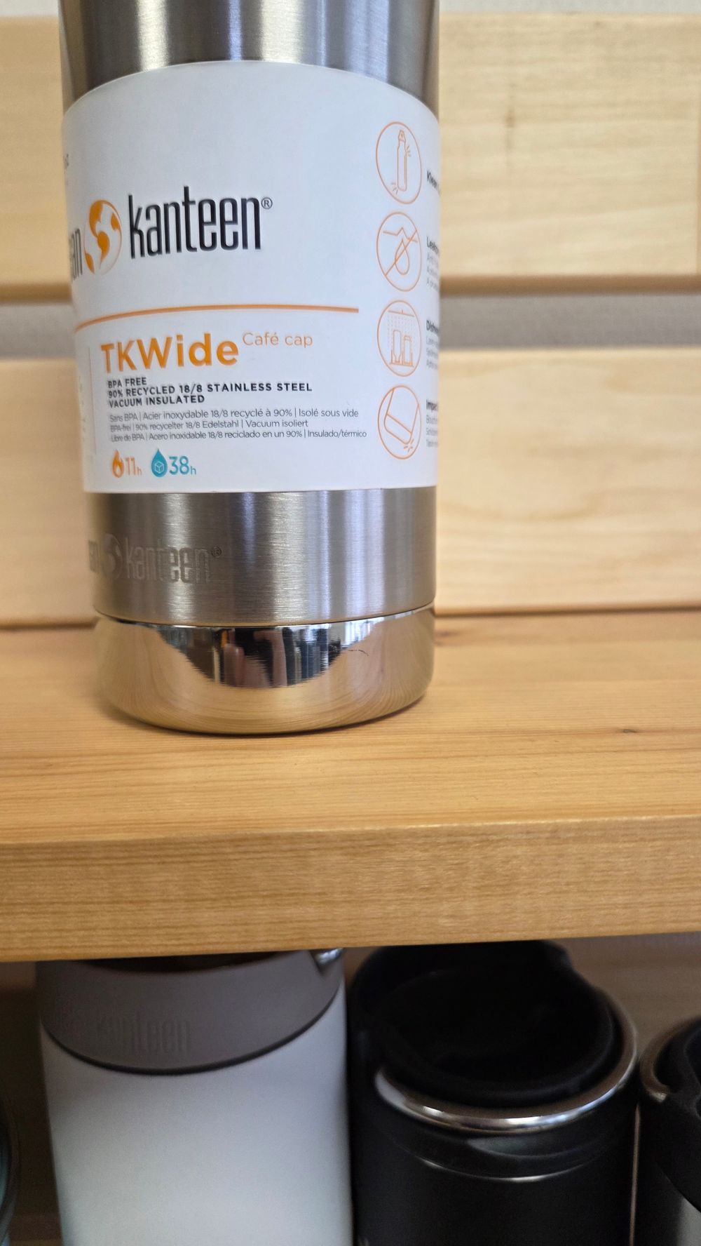 Термокружка Klean Kanteen TKWide Cafe Cap 12oz (355 мл) Brushed Stainless (царапина)