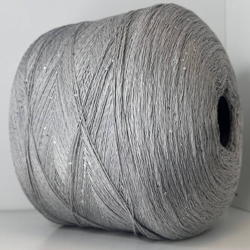 LINETTE PAILLETES - 80% лен, 20% п/а, микропайетки 2мм, ; 450м\100гр; цвет: серый аллюминий, пайетки серебро