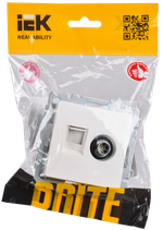 BRITE Розетка двойная TV+RJ45 кат.5E РТВ/РК12-БрЖ жемчуг IEK