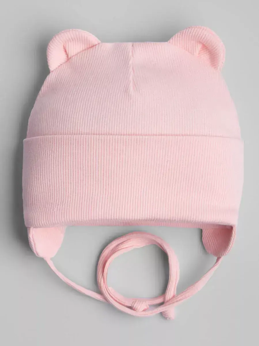 Шапка детская с ушками на завязках на осень