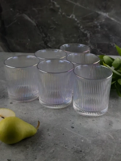 Набор ребристых бокалов для виски, 350 мл. 6 шт. перламутр