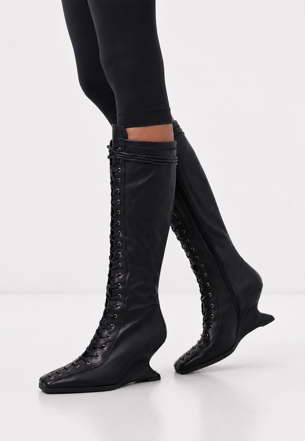 boot heel black leather