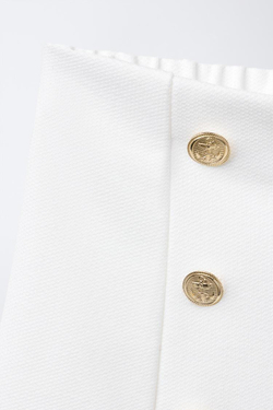 ZARA БЕРМУДЫ В МОРСКОМ СТИЛЕ, ЖЕЛТОВАТО-БЕЛЫЙ