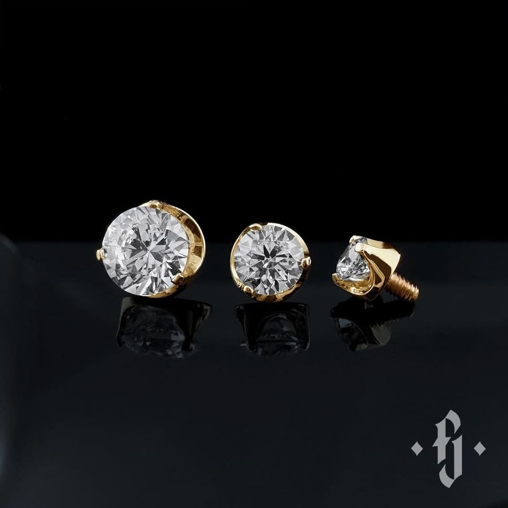 Накрутка "Cubic Flat" - Желтое золото - White CZ