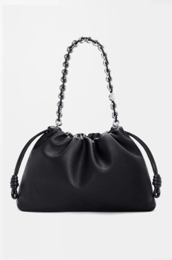 Loewe Большая сумка Flamenco из зернистой телячьей кожи, черный