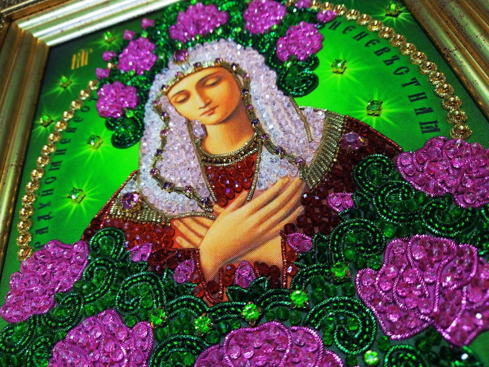 Принт-И13 Ткань с нанесенной авторской схемой Богородица Умиление