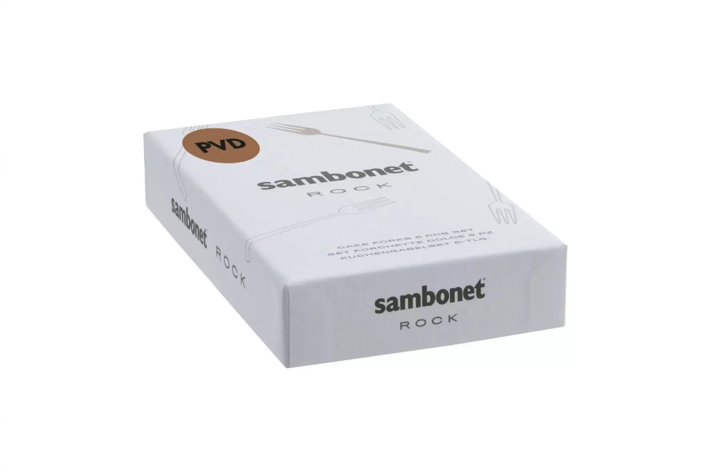 Sambonet - Набор из 6 вилок Rock, матовый черный / артикул   52662KA5  / GTIN 8014808351259