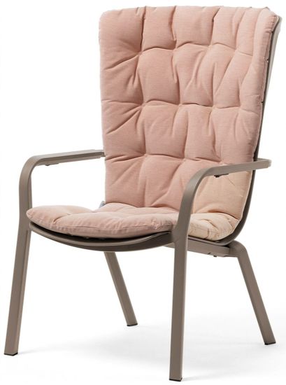 Лаунж кресло Folio бежевое пластиковое с розовой подушкой Nardi Италия