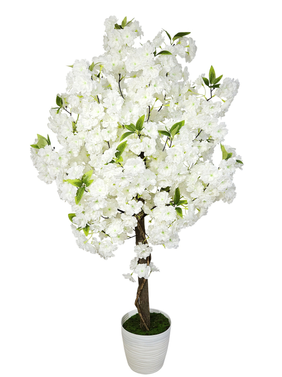 Cакура белая искусственная 110см в кашпо