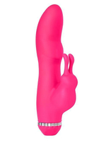 Розовый вибратор с клиторальным стимулятором PURRFECT SILICONE DELUXE RABBIT - 19 см.