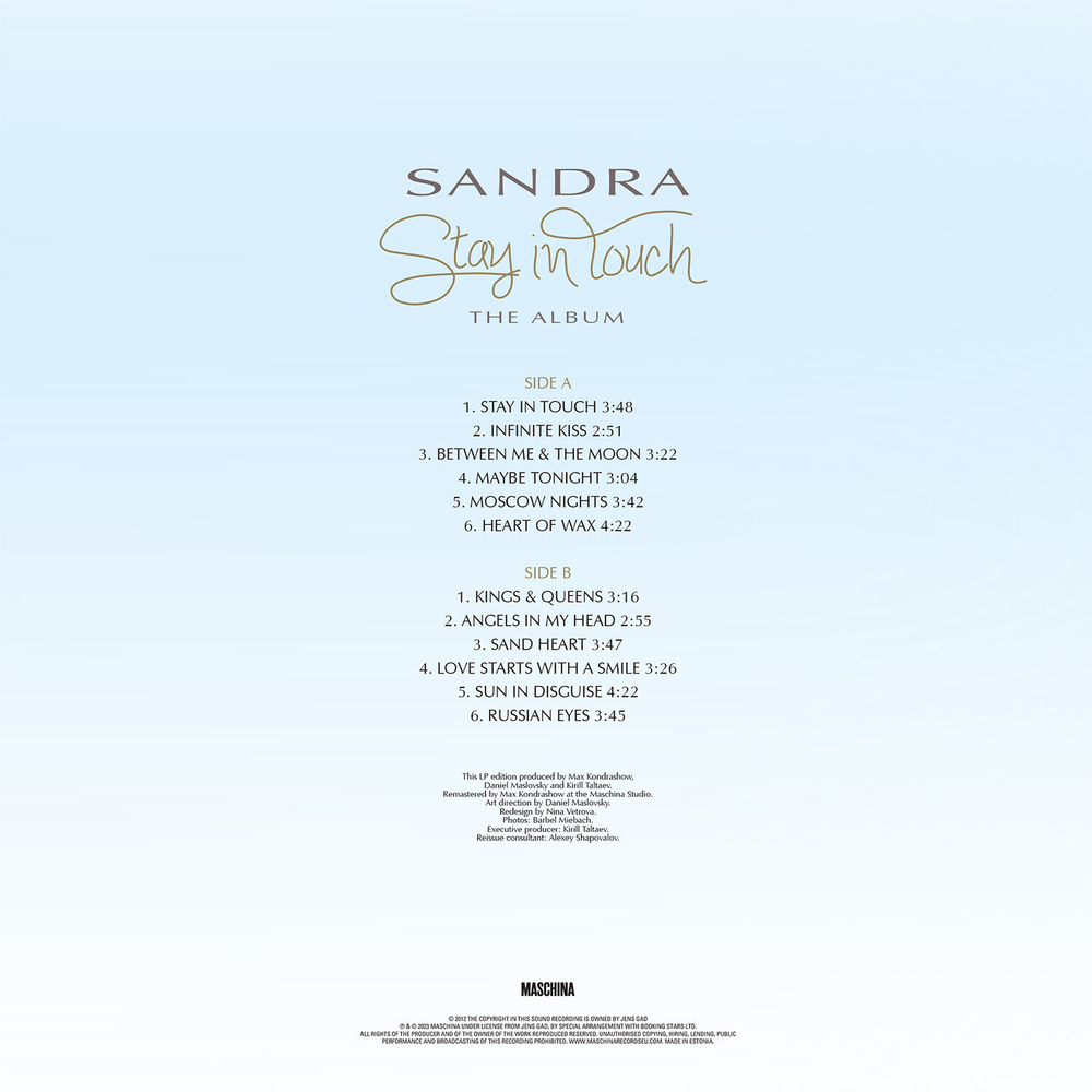 LP: Sandra — «Stay In Touch. The Album» (2012/2023) [Black Vinyl]