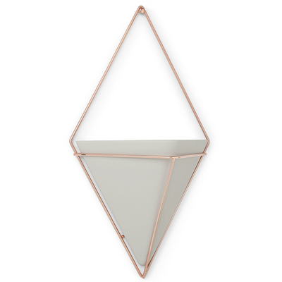 Кашпо для цветов настенное trigg, 22х39 см, бетон/медь