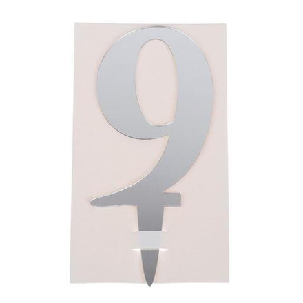 Топпер цифра «9», акрил серебро