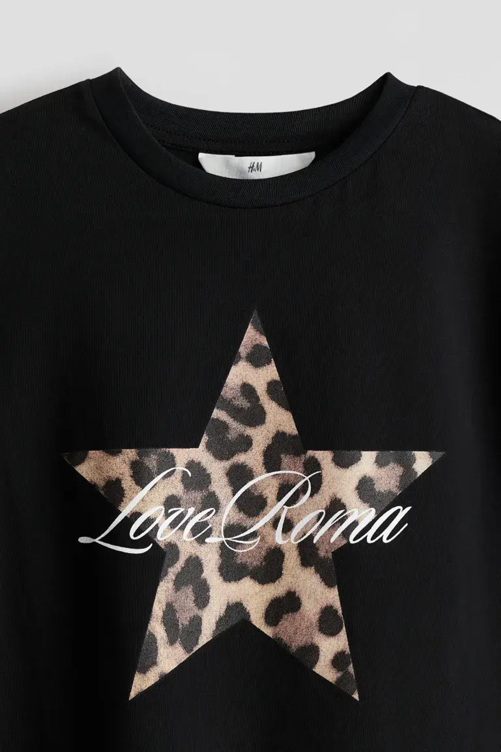 H&M Футболка оверсйз с принтом, черный