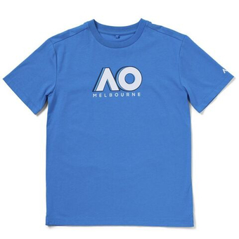Футболка для мальчика теннисная Australian Open Logo Tennis - process blue